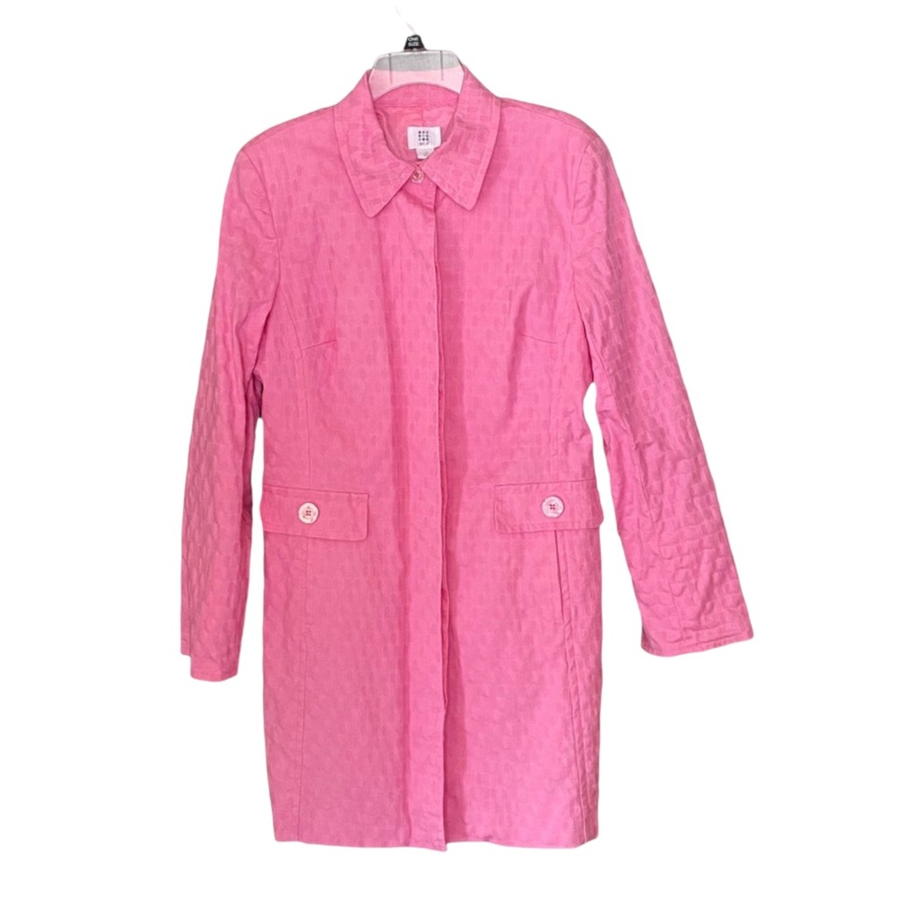 Apt 9 Bubble Gum Pink Womens Size 12 Button Up Trench Coat Vintage Jacket